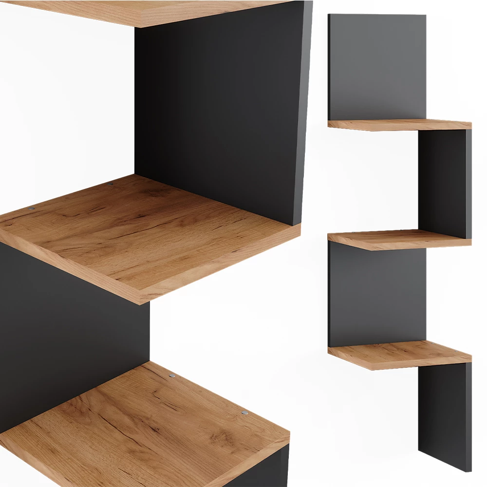 Vicco Eckregal Anthrazit 28 x 116.4 cm 2er Set, Paolo