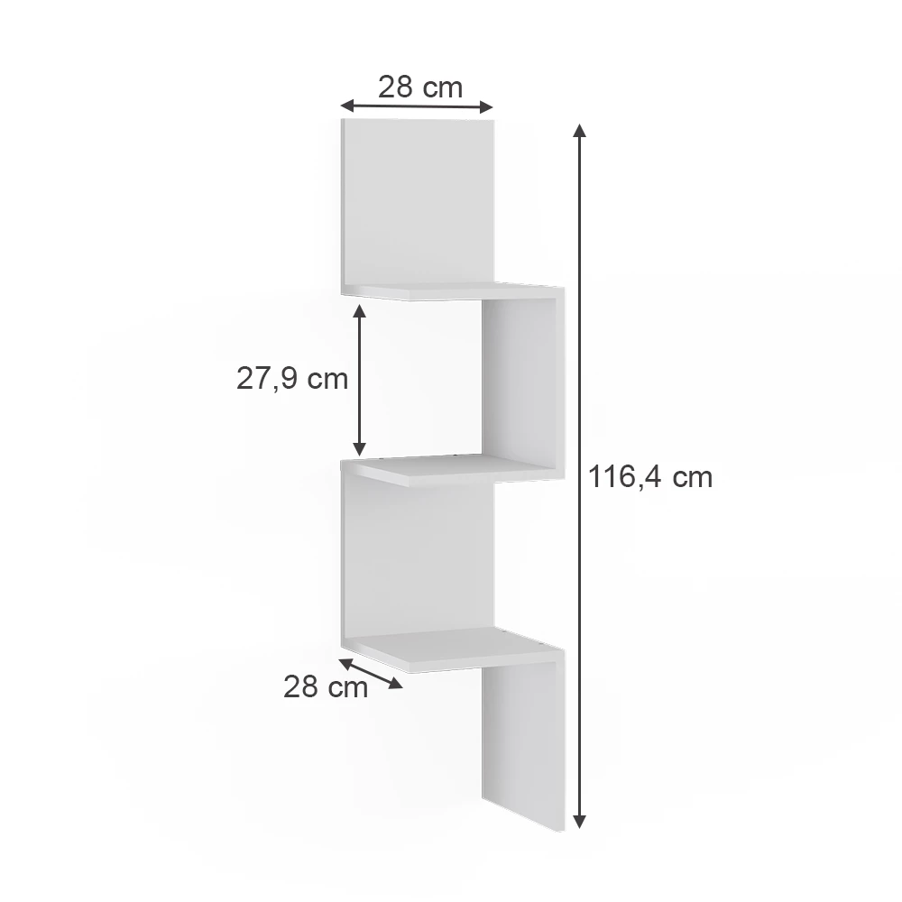 Vicco Eckregal Weiß 28 x 116.4 cm, Paolo