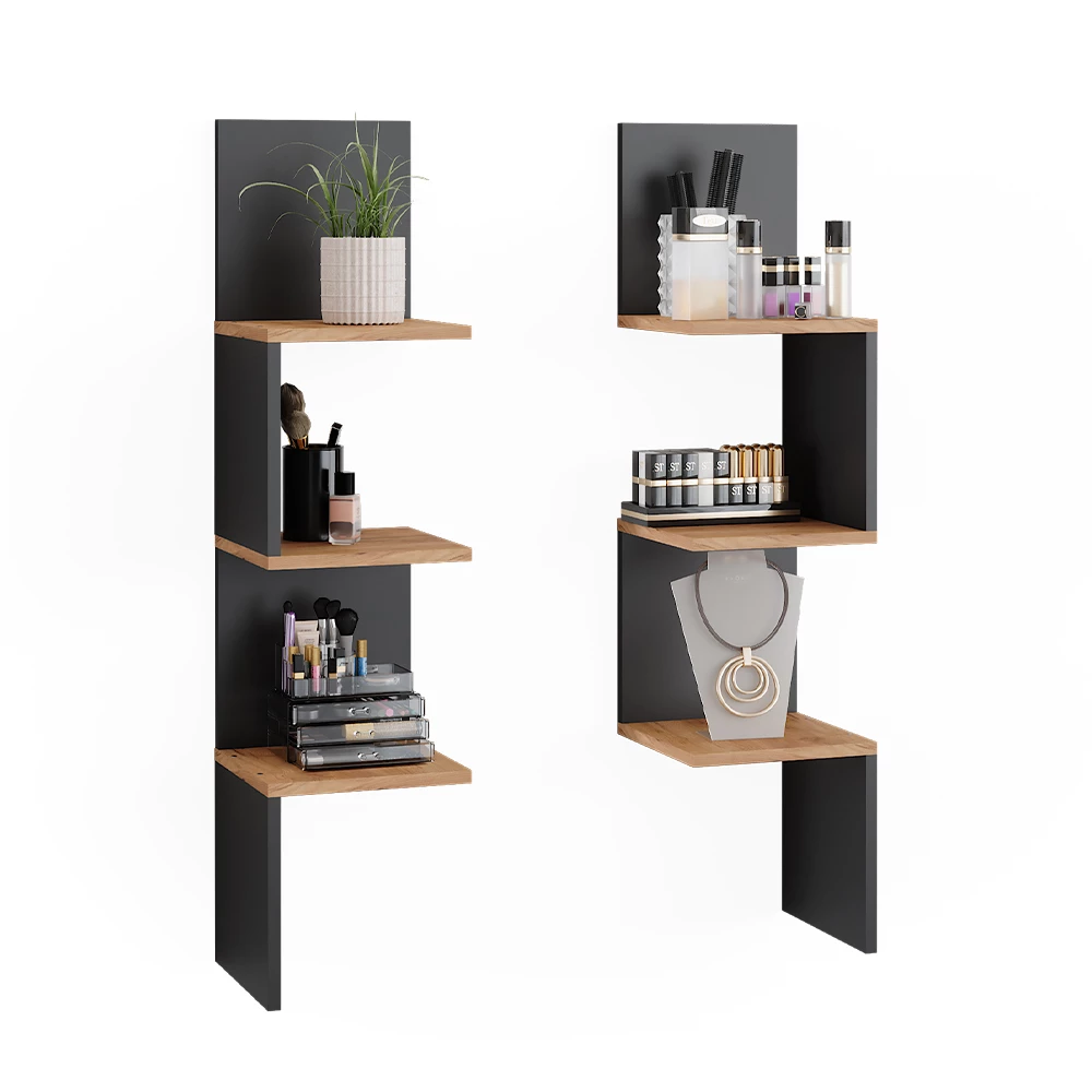 Vicco Eckregal Anthrazit 28 x 116.4 cm 2er Set, Paolo