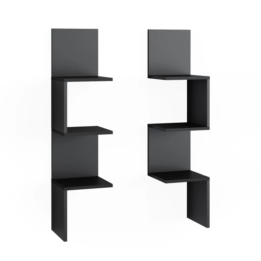 Vicco Eckregal Schwarz 28 x 116.4 cm 2er Set, Paolo