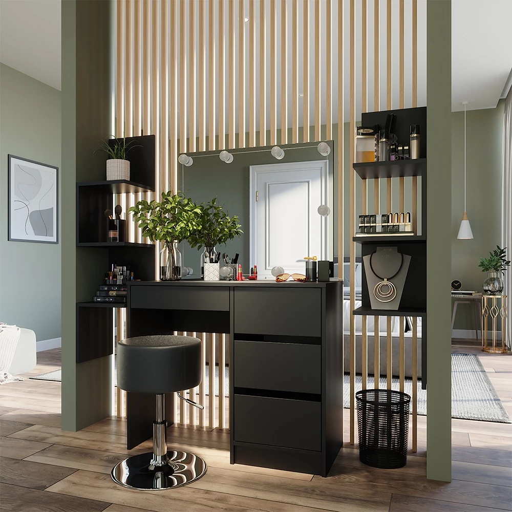 Vicco Eckregal Schwarz 28 x 116.4 cm 2er Set, Paolo