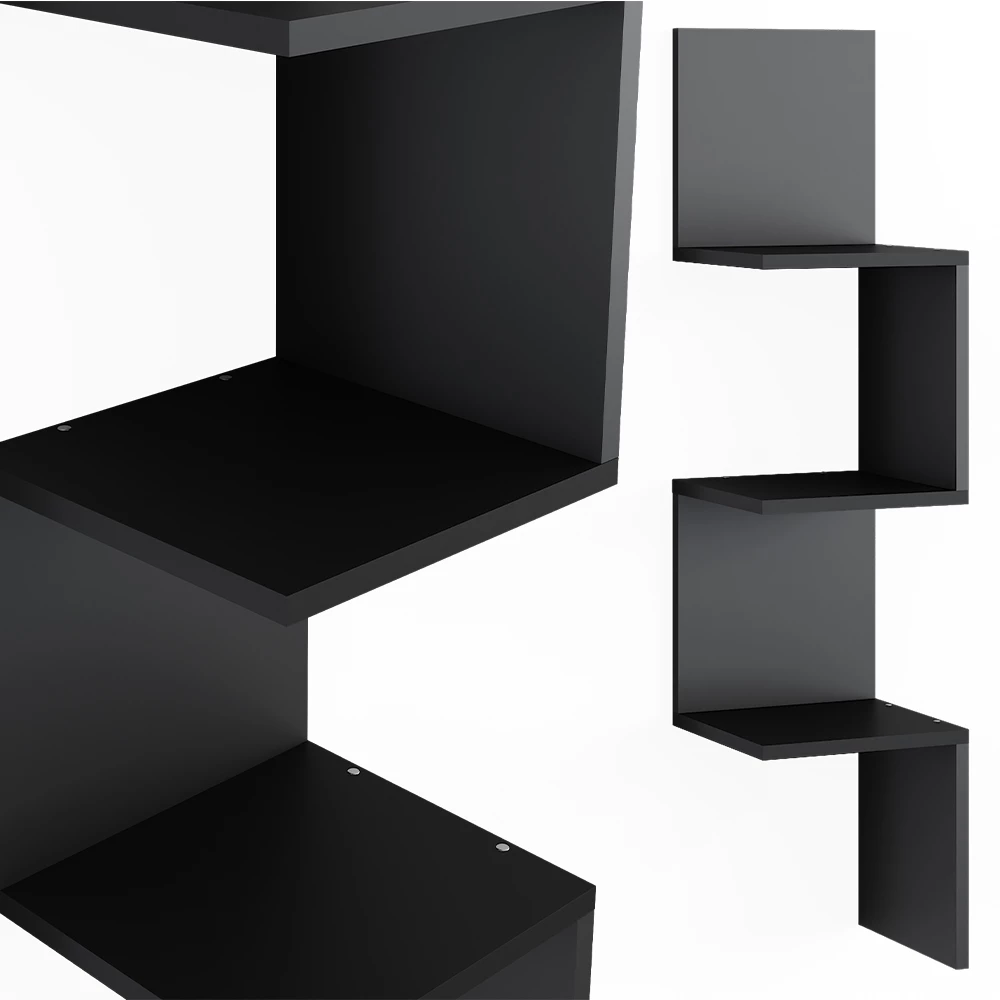Vicco Eckregal Schwarz 28 x 116.4 cm 2er Set, Paolo