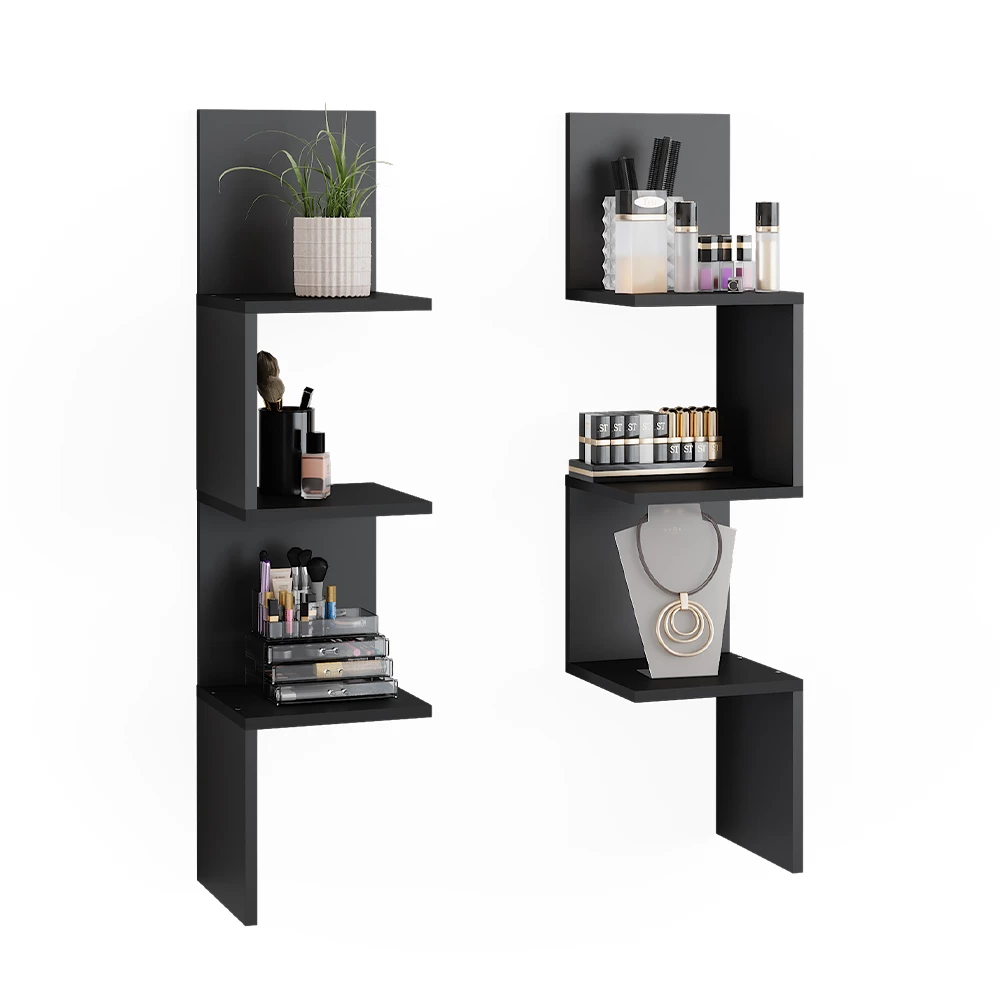 Vicco Eckregal Schwarz 28 x 116.4 cm 2er Set, Paolo