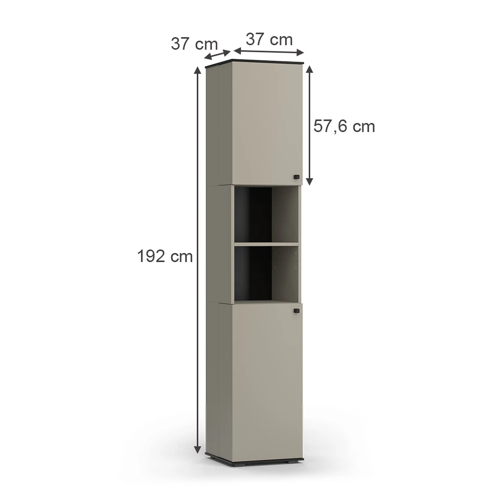 Vicco Armadio per il bagno Grigio 37 x 192 cm con 2 porte, Joli