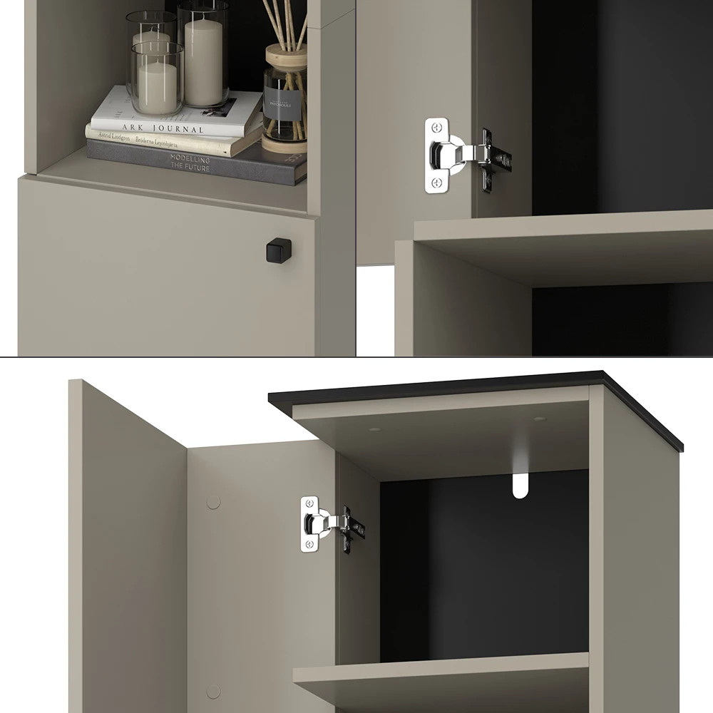 Vicco Armadio per il bagno Grigio 37 x 192 cm con 2 porte, Joli