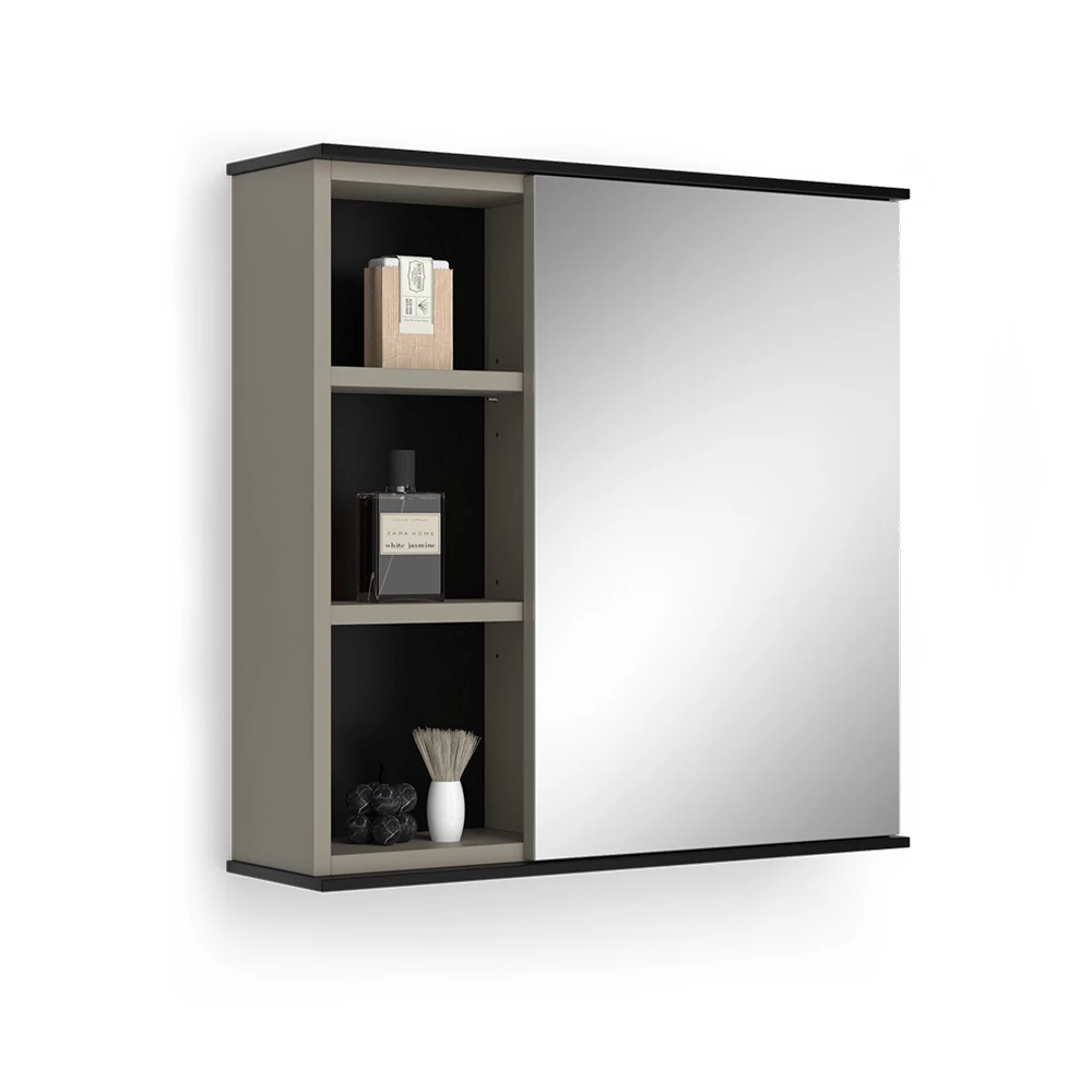 Vicco Badspiegelschrank Greige 60 x 60 cm mit Spiegel, Joli