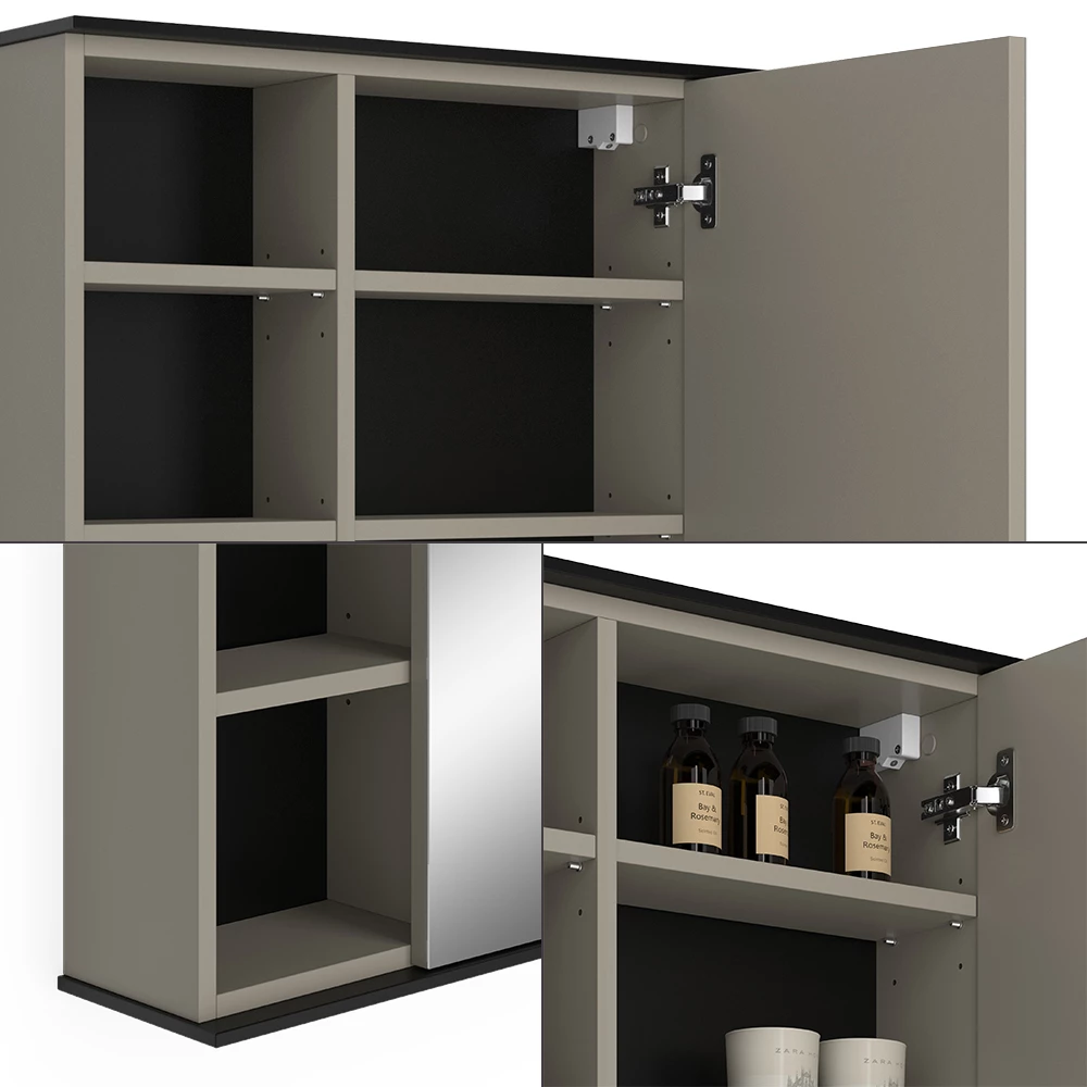 Vicco Specchio contenitore bagno Grigio 80 x 60 cm con specchio, Joli