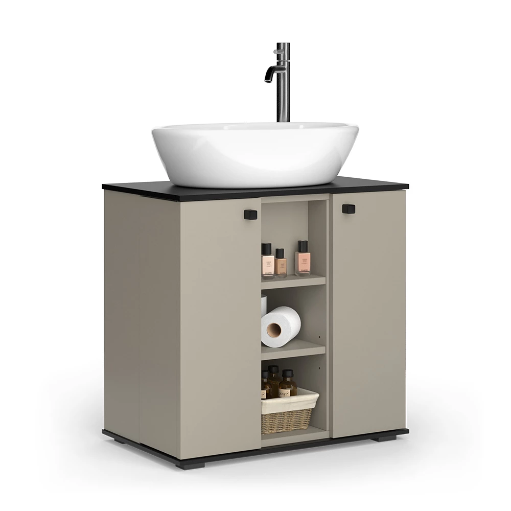 Vicco Mobile sottolavabo per bagno Grigio 60 x 59 cm con 2 porte, Joli