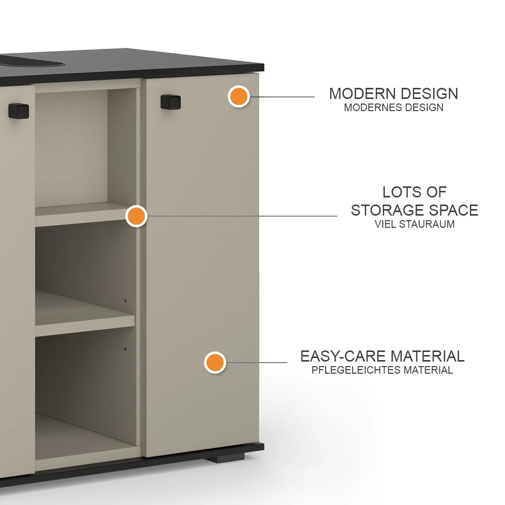 Vicco Mobile sottolavabo per bagno Grigio 60 x 59 cm con 2 porte, Joli