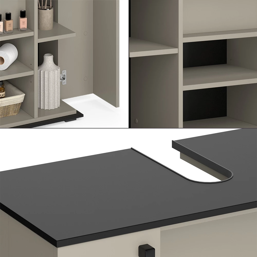 Vicco Mobiletto per lavabo Grigio 80 x 59 cm con 2 porte, Joli