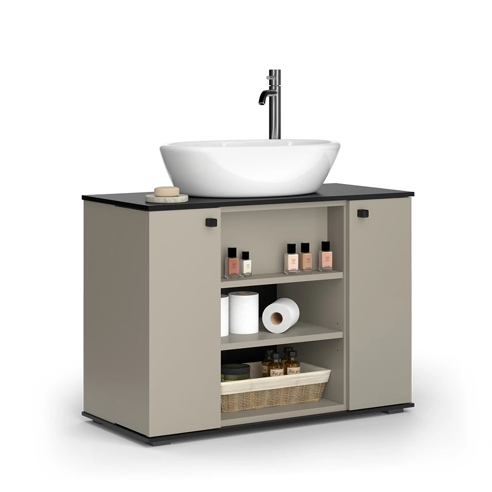 Vicco Mobiletto per lavabo Grigio 80 x 59 cm con 2 porte, Joli