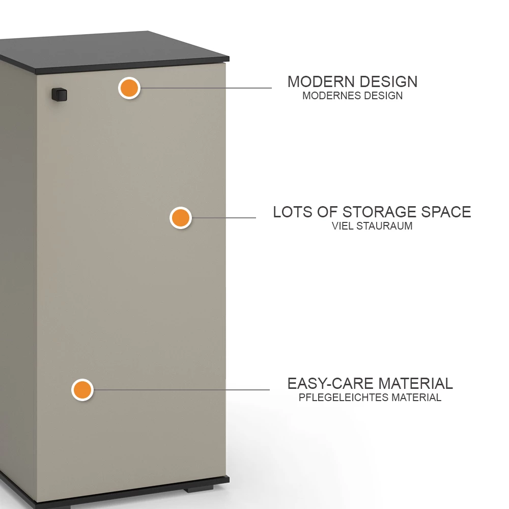 Vicco Midischrank Greige 37 x 78 cm, Joli