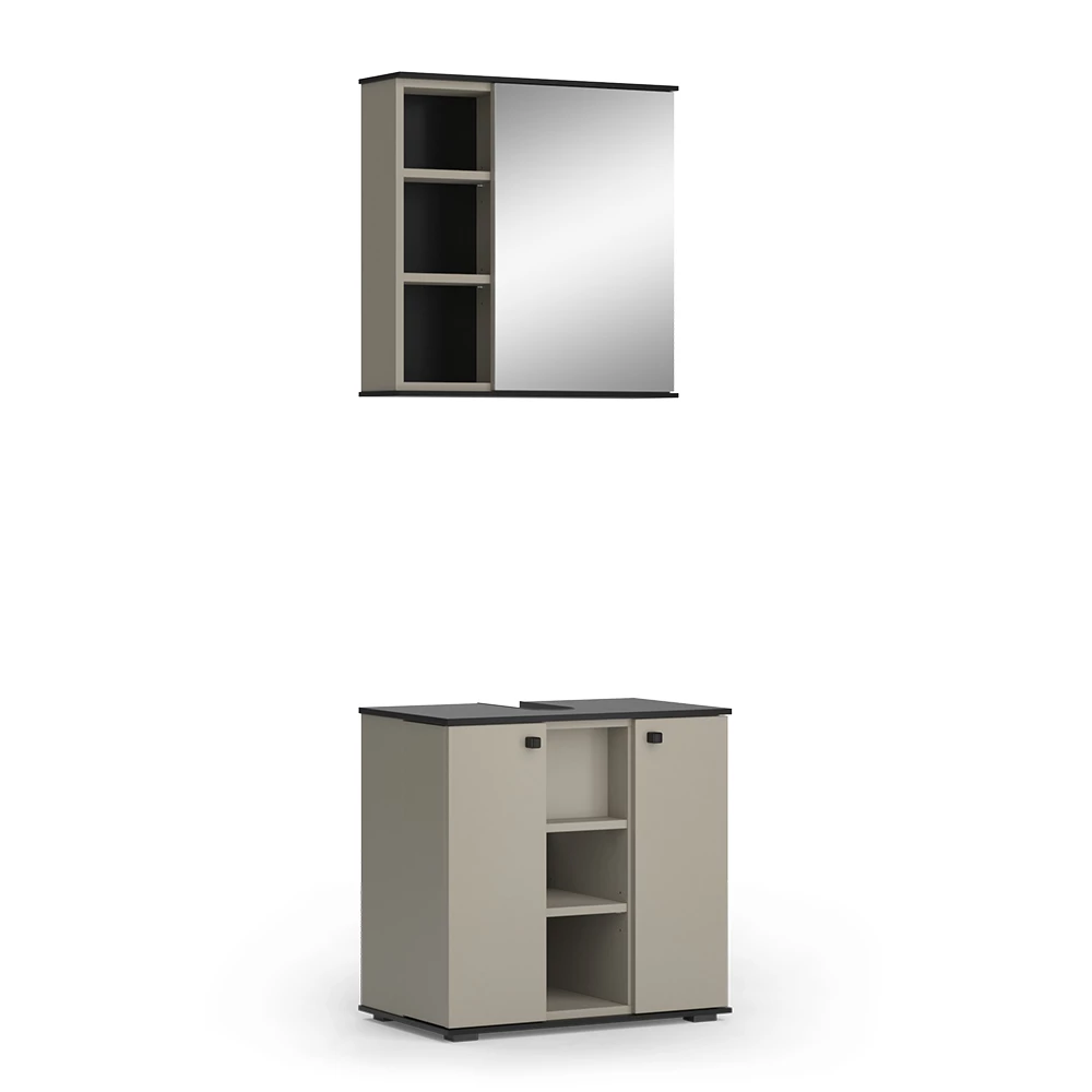 Vicco Bathroom furniture set Greige 2 parts, Joli