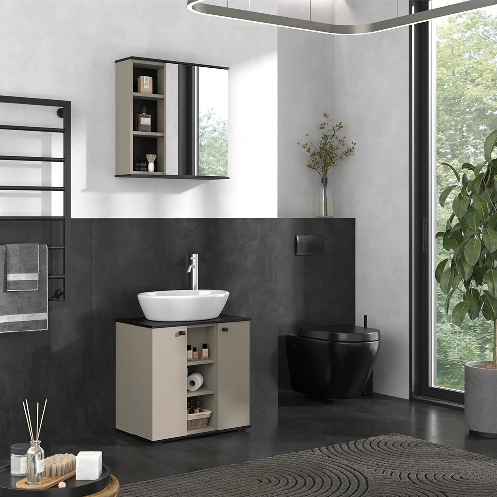 Vicco Badmöbel-Set Greige 2 Teile, Joli