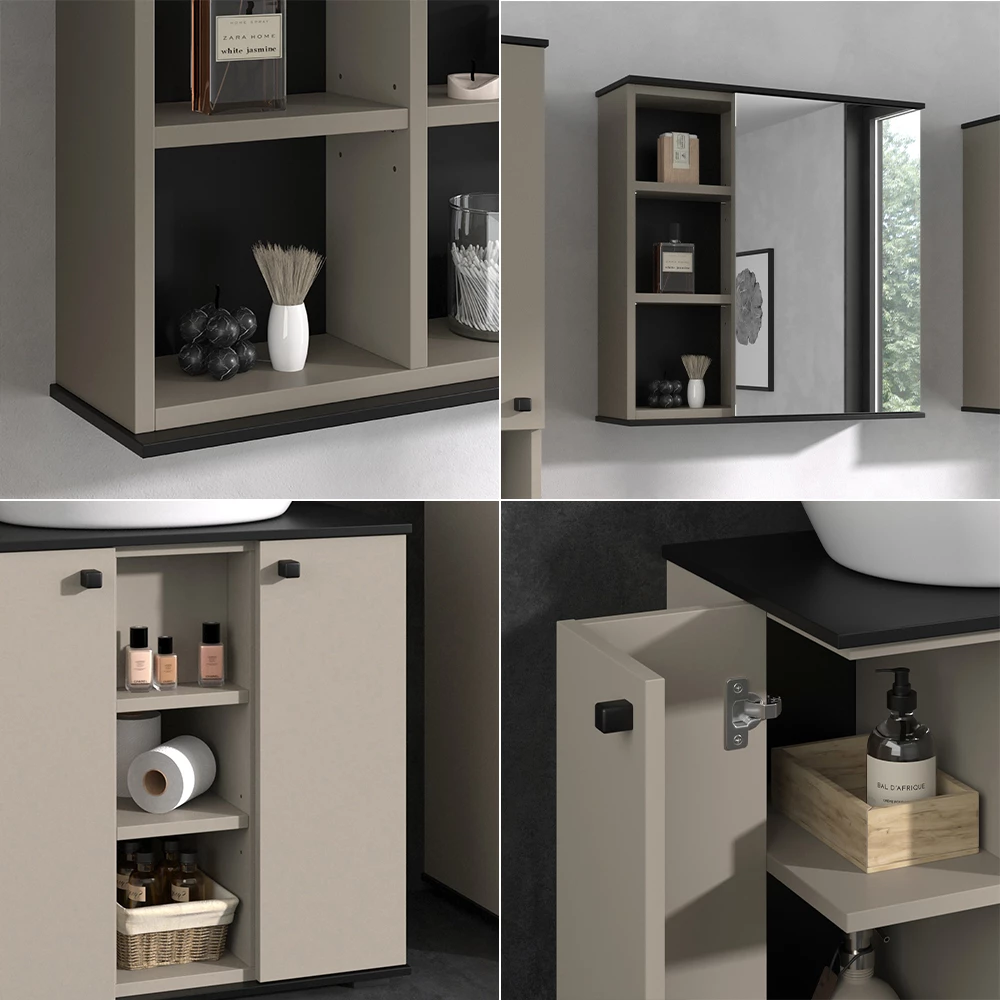 Vicco Badmöbel-Set Greige 2 Teile, Joli