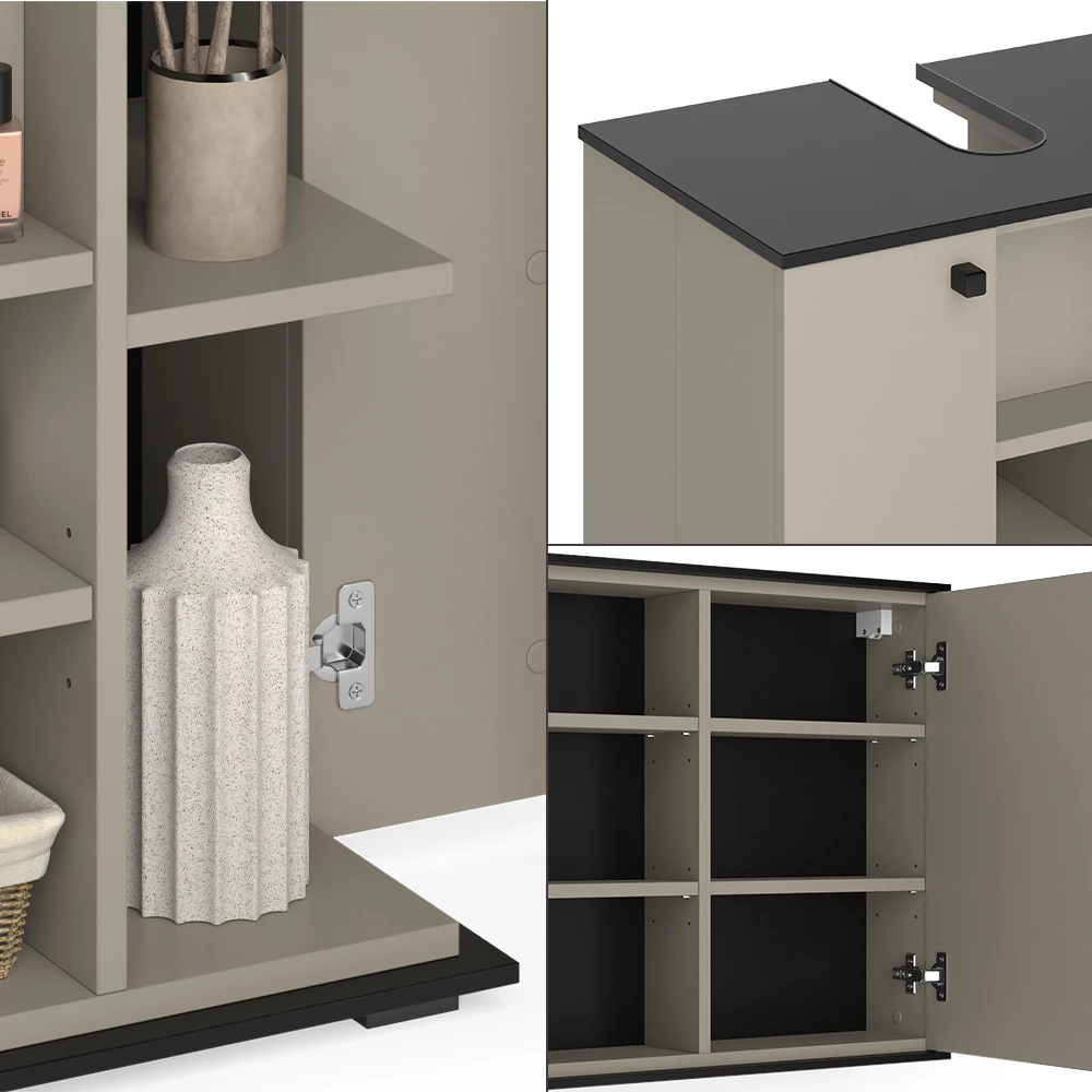 Vicco Badmöbel-Set Greige 2 Teile, Joli