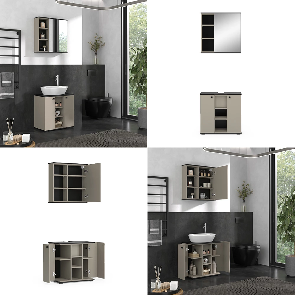 Vicco Badmöbel-Set Greige 2 Teile, Joli
