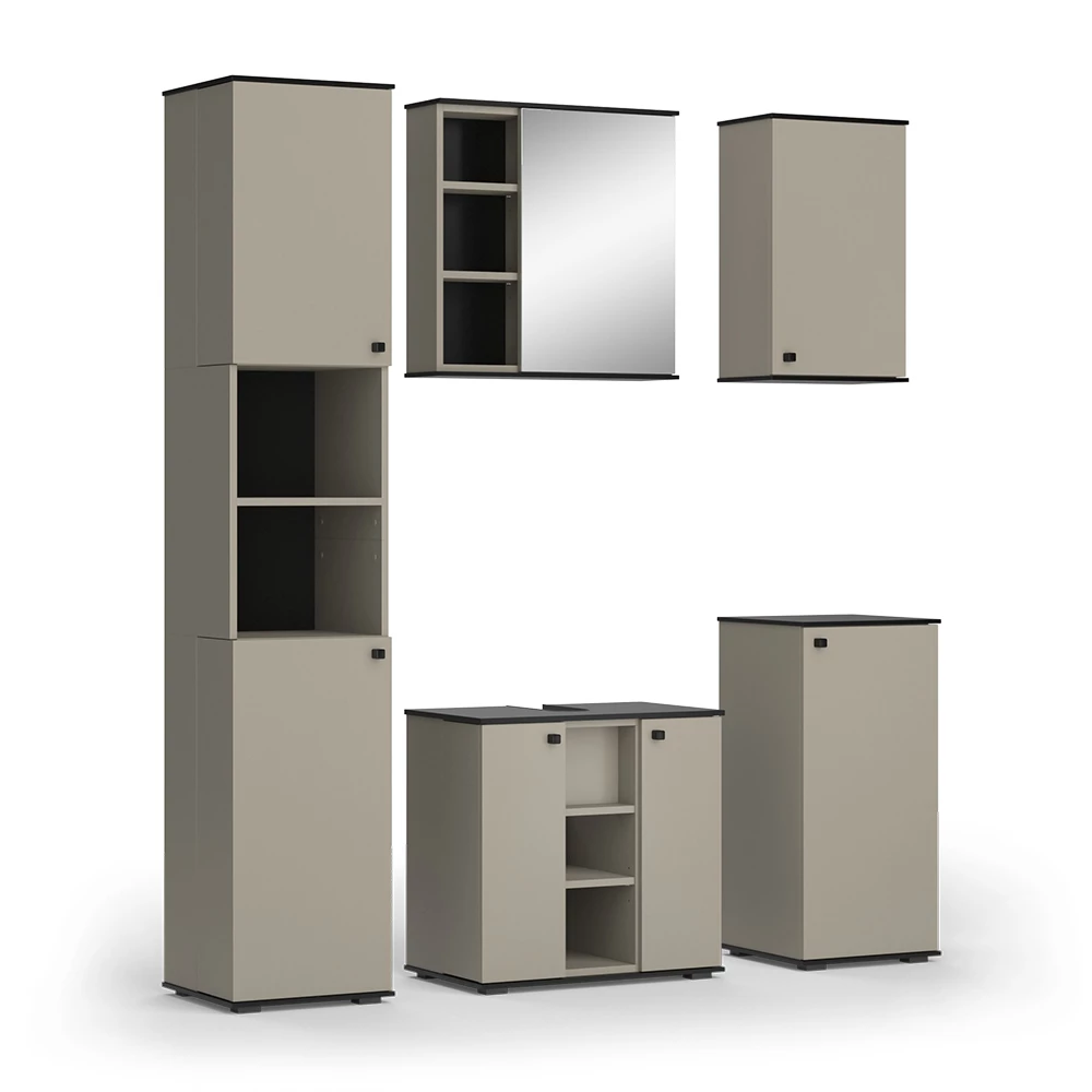 Vicco Badmöbel-Set Greige 5 Teile, Joli