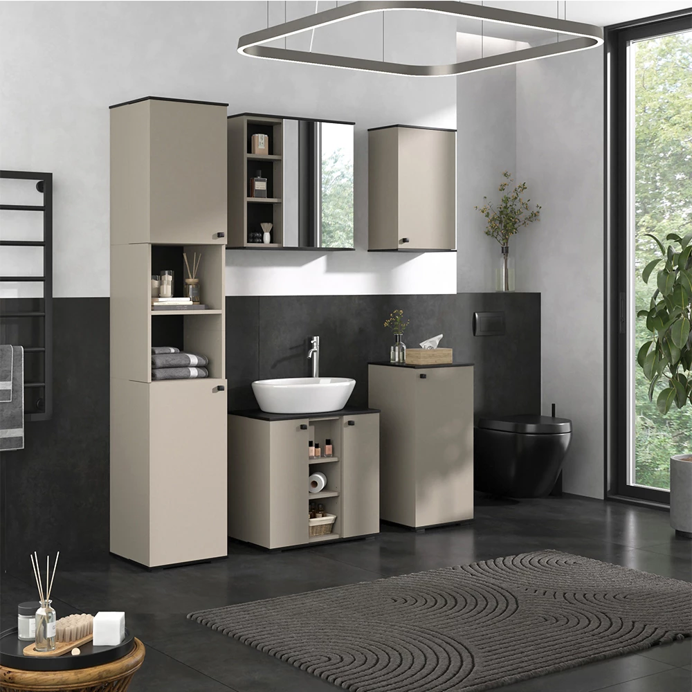 Vicco Badmöbel-Set Greige 5 Teile, Joli
