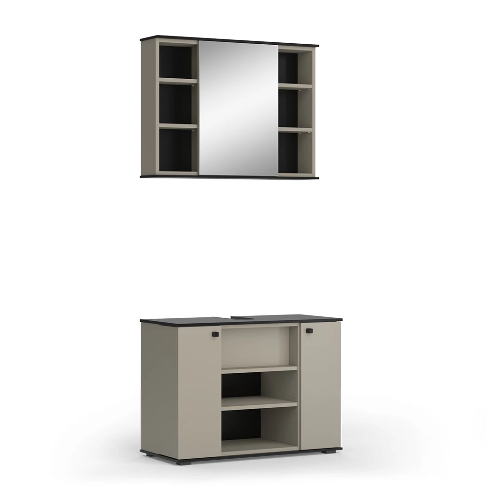 Vicco Badkamermeubelset Grijs 2 delen, Joli