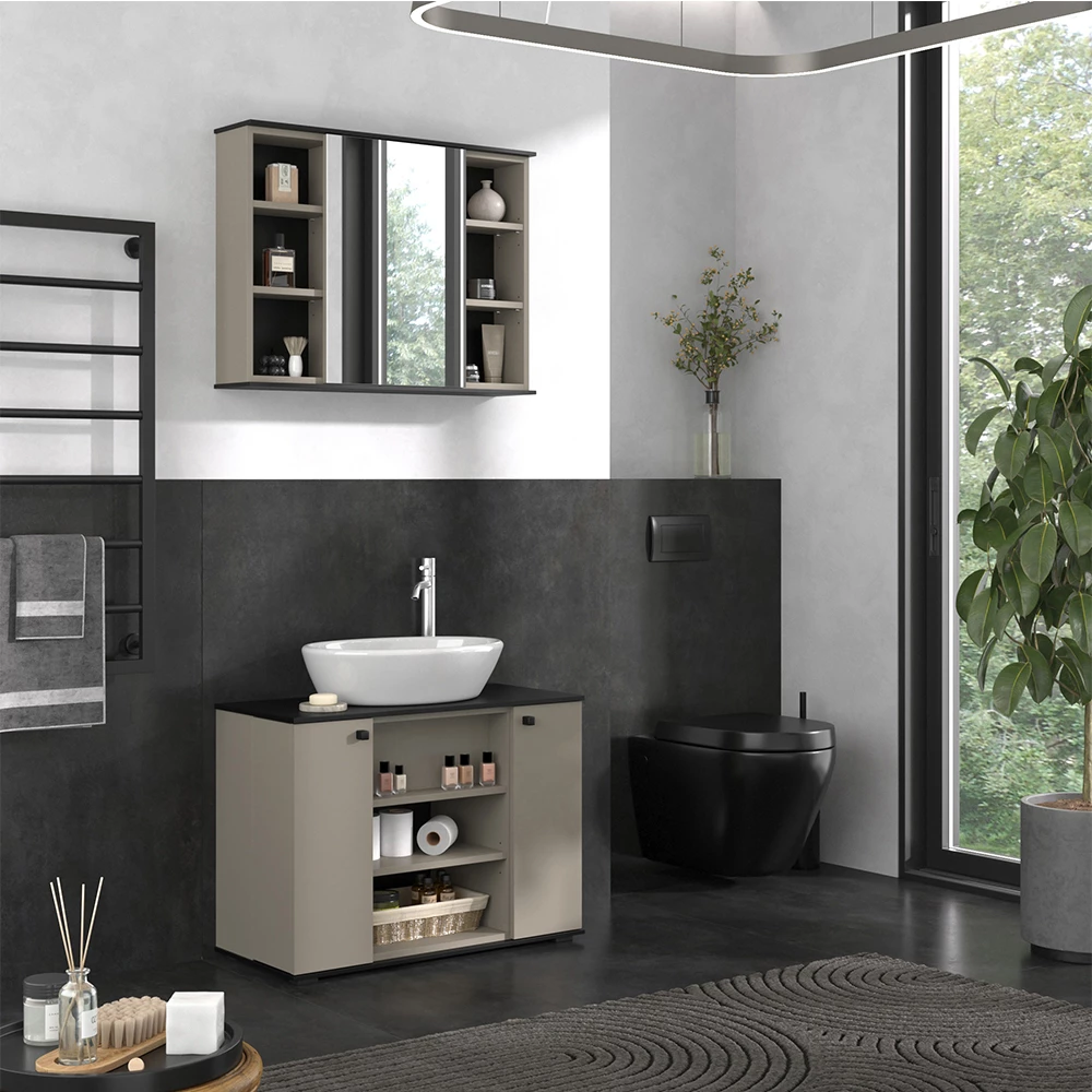 Vicco Badkamermeubelset Grijs 2 delen, Joli