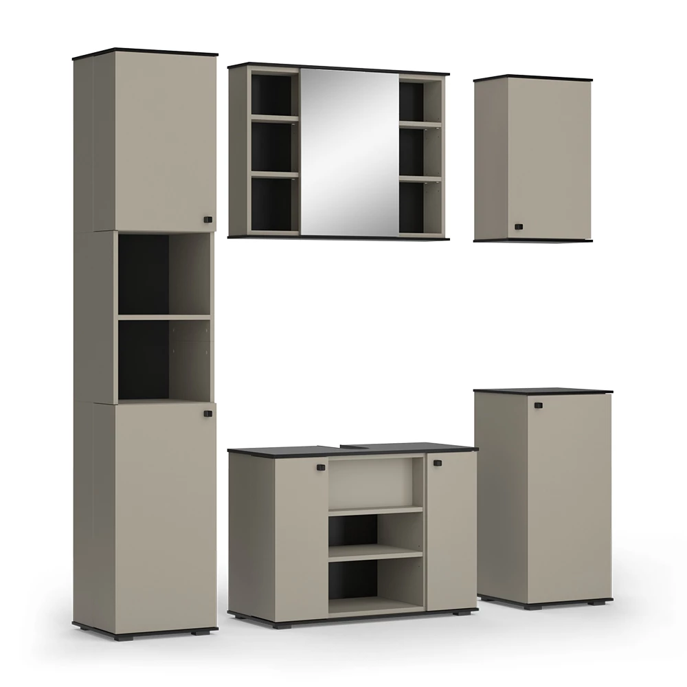 Vicco Set mobilier baie Greige 5 părți, Joli