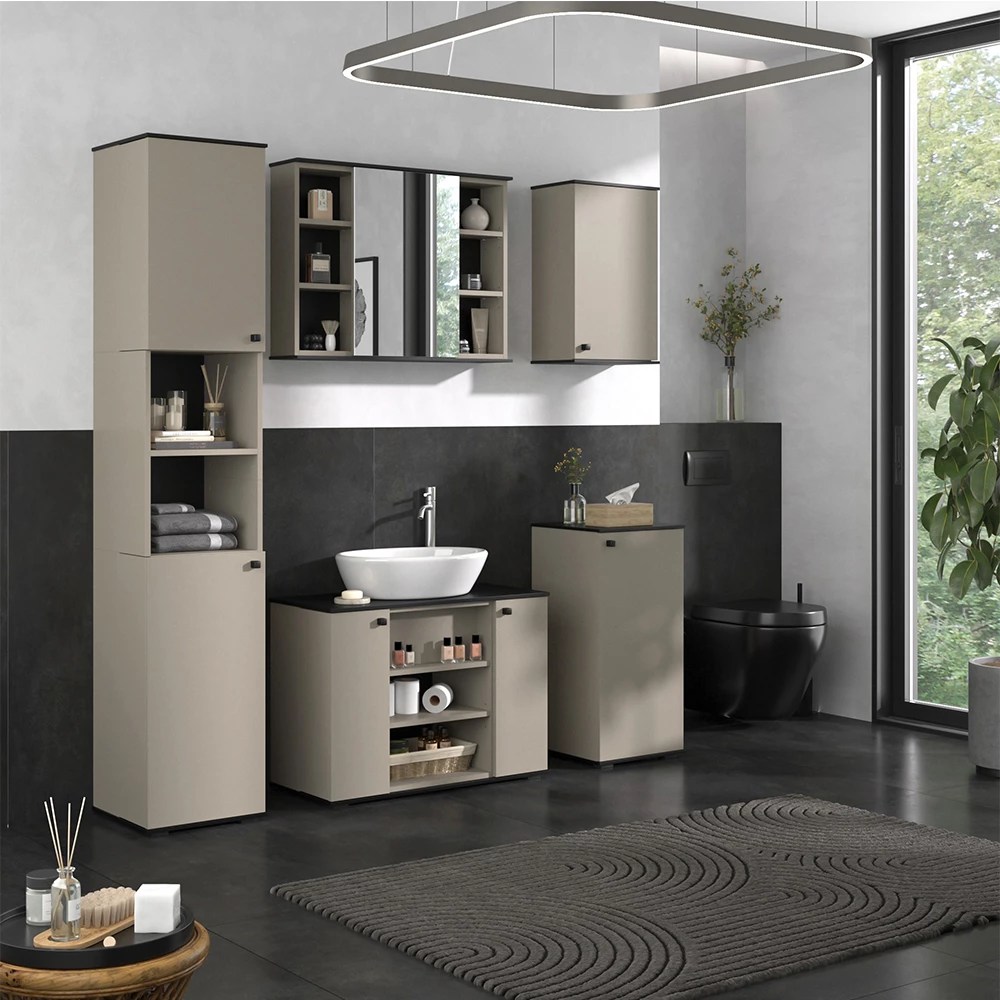Vicco Set di mobili da bagno Grigio 5 parti, Joli