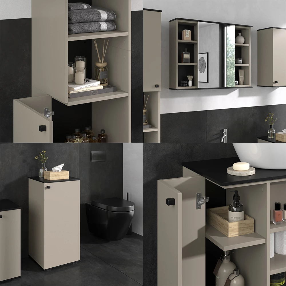 Vicco Set di mobili da bagno Grigio 5 parti, Joli
