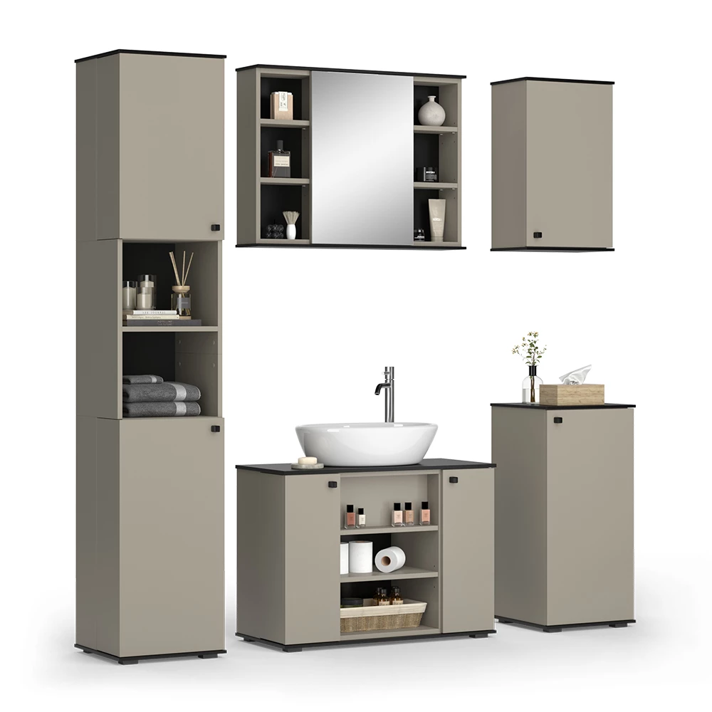 Vicco Set di mobili da bagno Grigio 5 parti, Joli