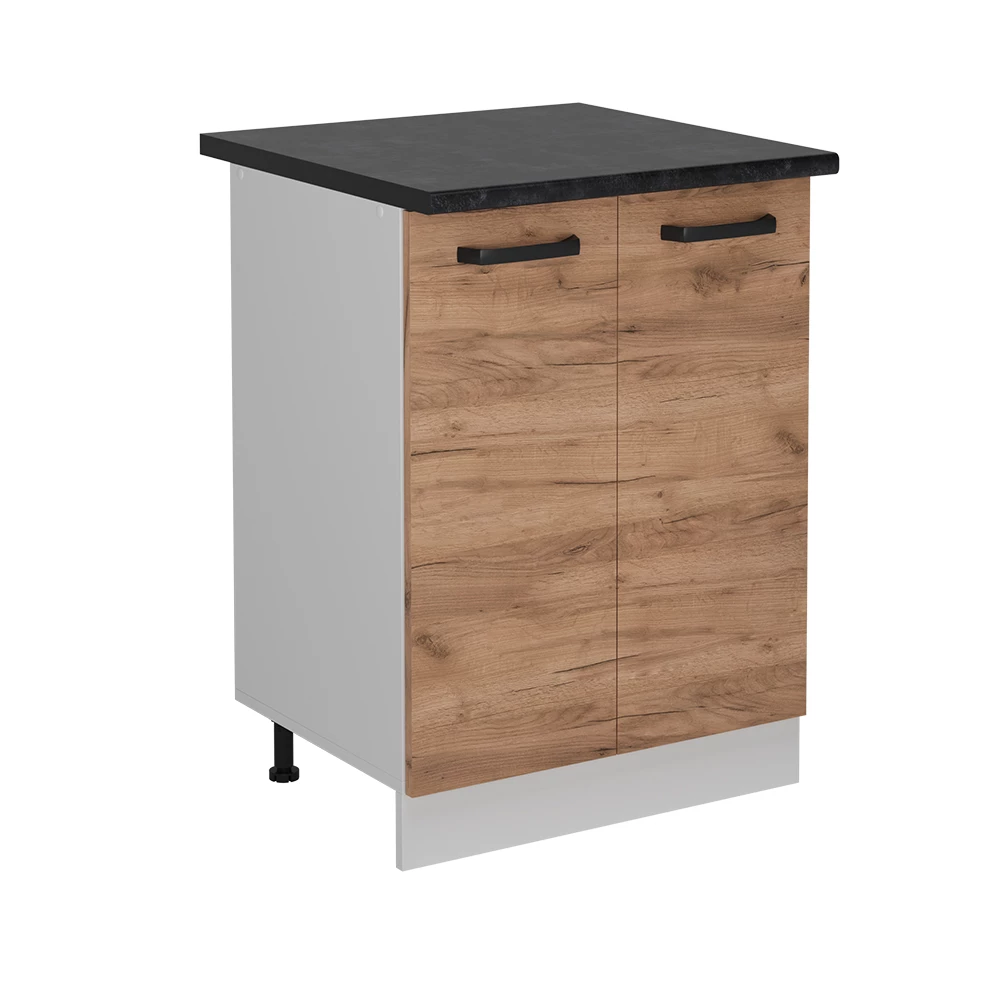 Mueble bajo de cocina en Roble dorado sobre fondo blanco