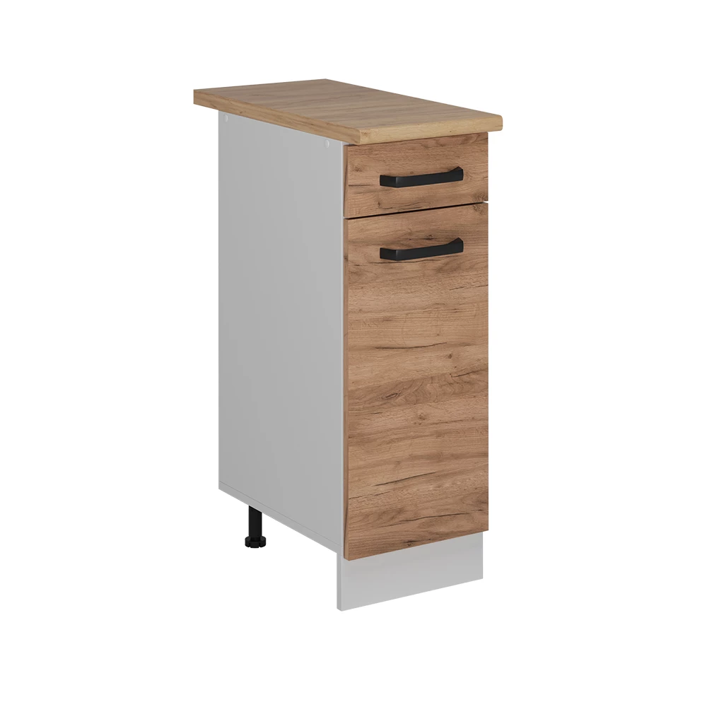 Küchenunterschrank in Goldkraft Eiche auf weißem Hintergrund