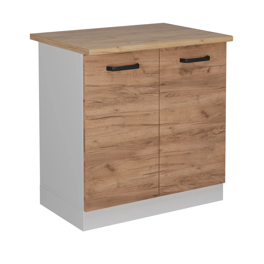 Spülenunterschrank in Goldkraft Eiche auf weißem Hintergrund