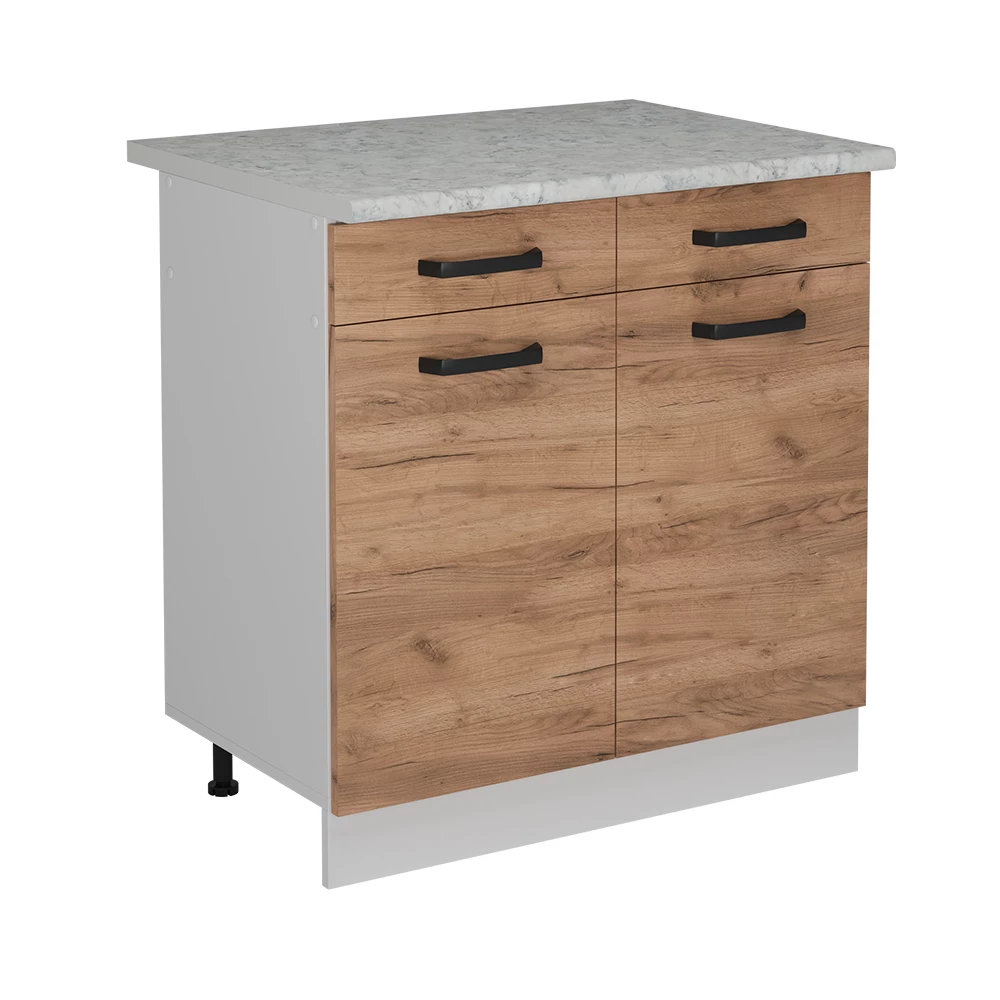 Küchenunterschrank in Goldkraft Eiche auf weißem Hintergrund