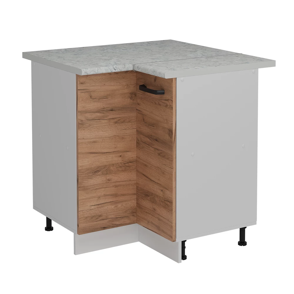 Eckunterschrank in Goldkraft Eiche auf weißem Hintergrund
