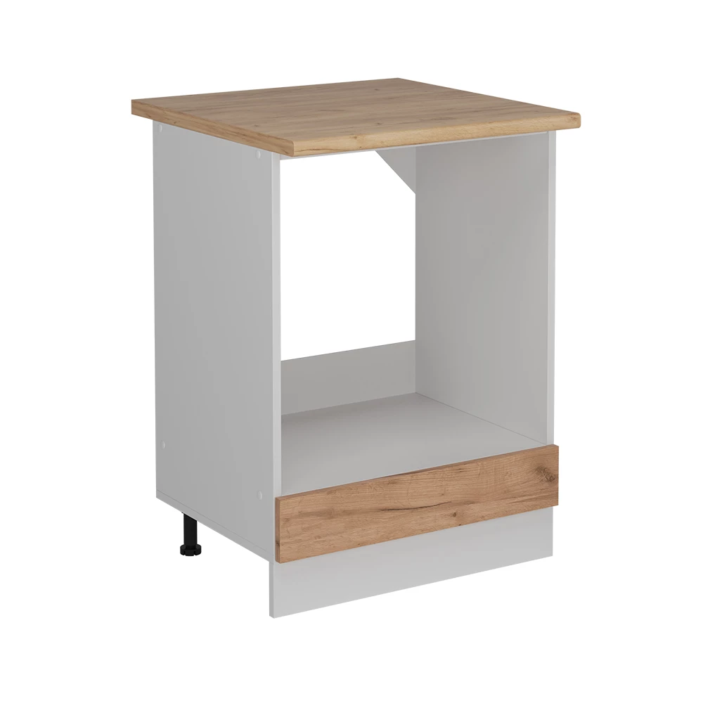 Armario para horno empotrado en Roble dorado sobre fondo blanco