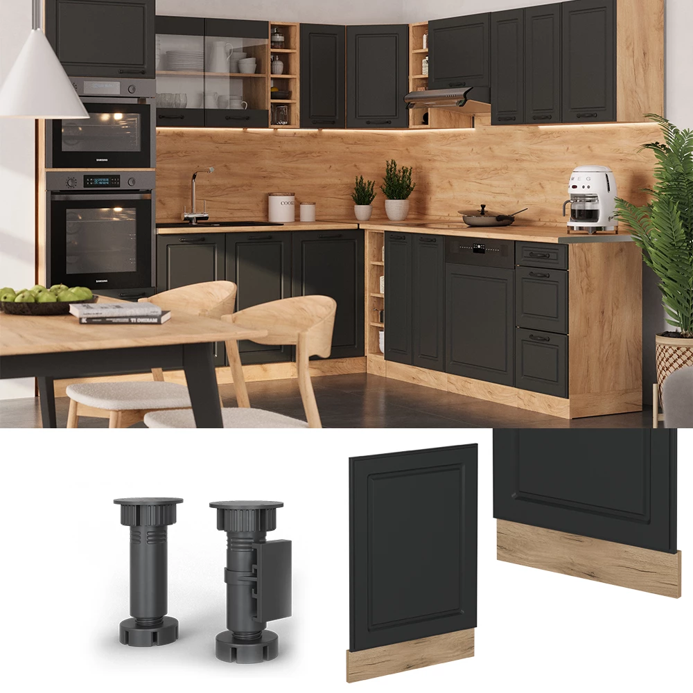 Panou frontal pentru mașină de spălat vase in Casă de țară antracit on white background