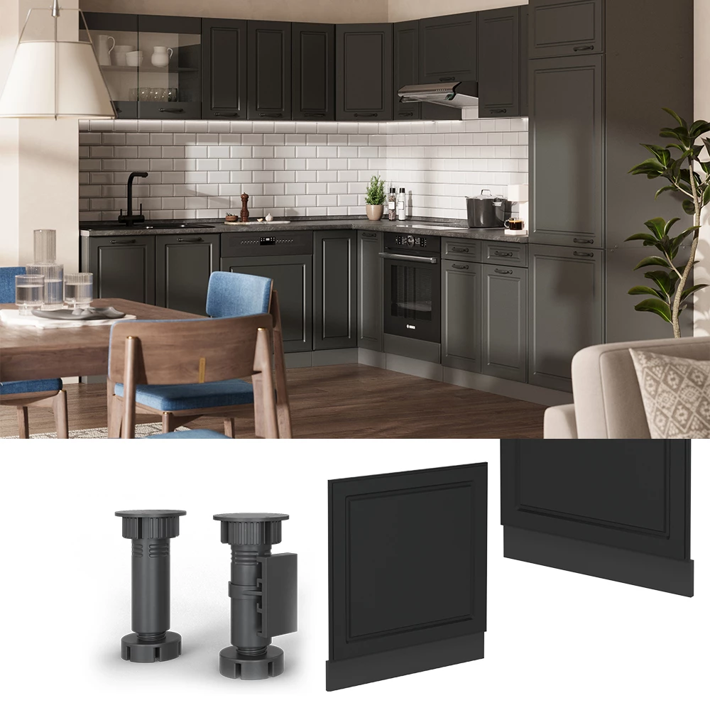 Vicco Geschirrspülblende Anthrazit Landhaus 60 cm ohne Arbeitsplatte, R-Line