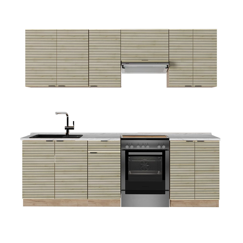 Kuchyňský kout v barvě Dubový panel / dub Goldkraft na bílém pozadí
