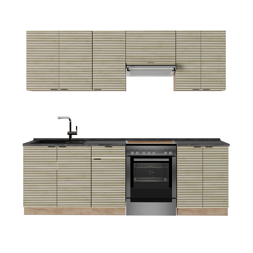 Mueble de cocina en Panel de roble/Roble Goldkraft sobre fondo blanco