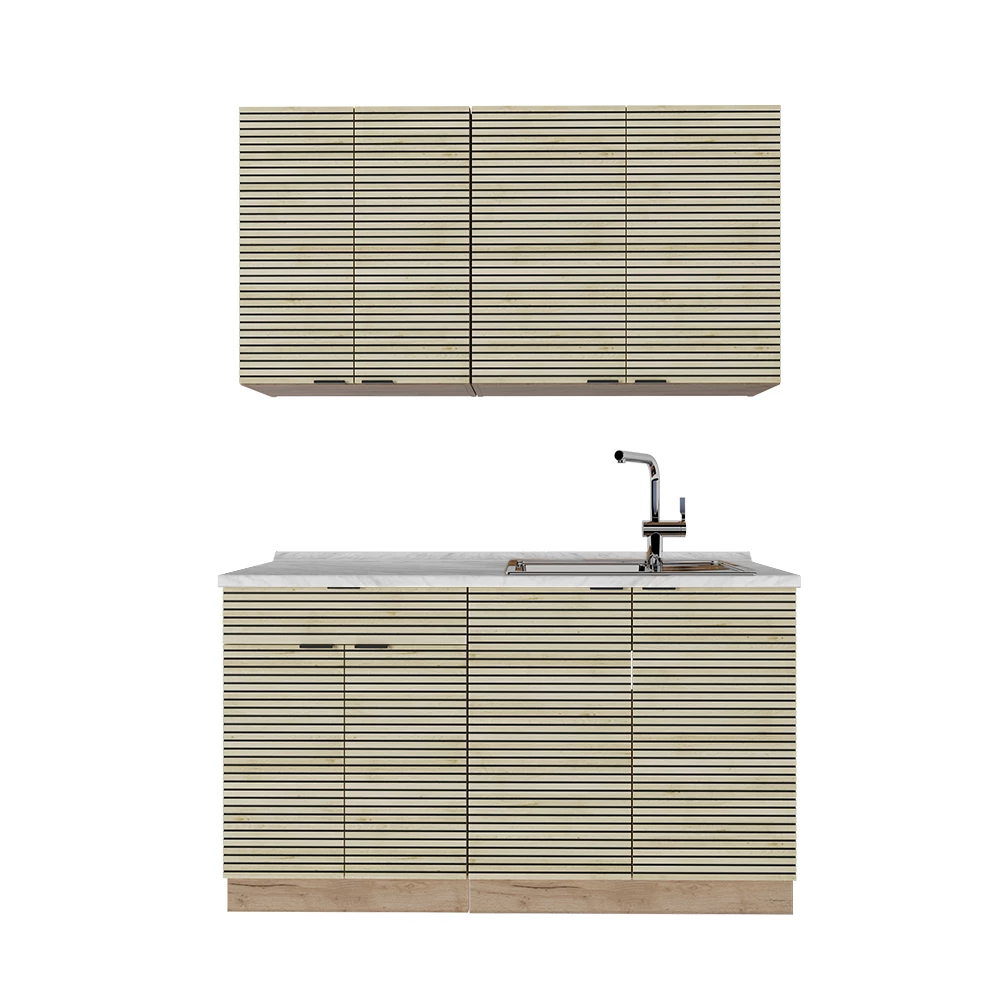 Vicco Bucătărie simplă Panou stejar/stejar Goldkraft 140cm, AP Stejar, Fame-Line