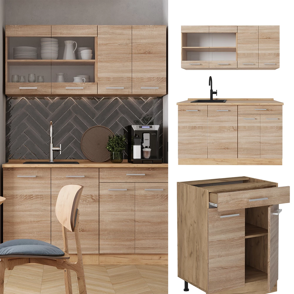 Cuisine R-Line Sonoma/Chêne doré 140cm sans PT Vicco