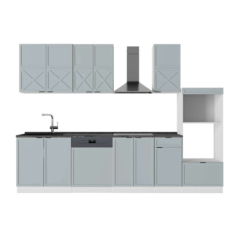 Kitchenette in Azul claro-cinza/branco on white background