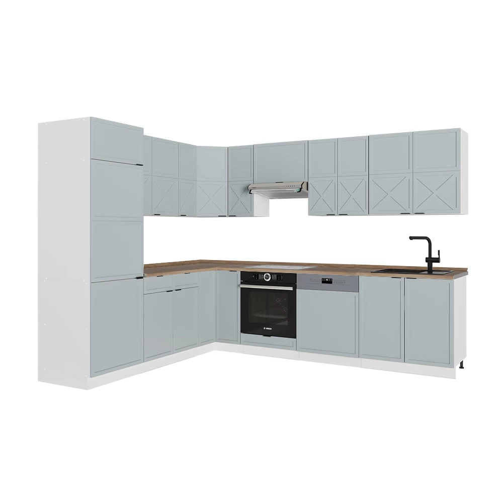 Bucătărie de colț in Albastru deschis-gri/alb on white background