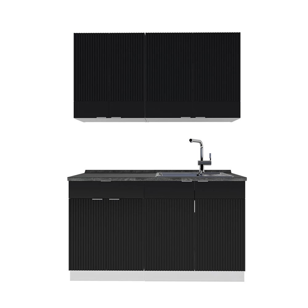 Bucătărie single Vicco "Fame-Line", dungi negre/albe, 140 cm, antracit AP