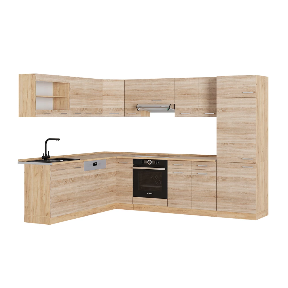 Vicco Hörnkök Sonoma/Goldkraft ek 227x287 cmutan bänkskiva, R-Line