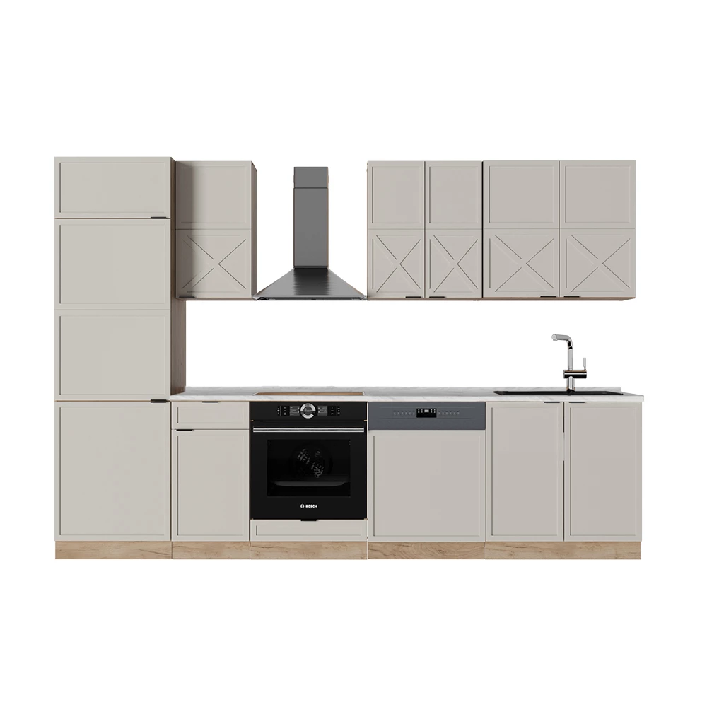Cuisine R-line, Artisan Chêne/blanc, 300cm , Pt Chêne - Cuisine