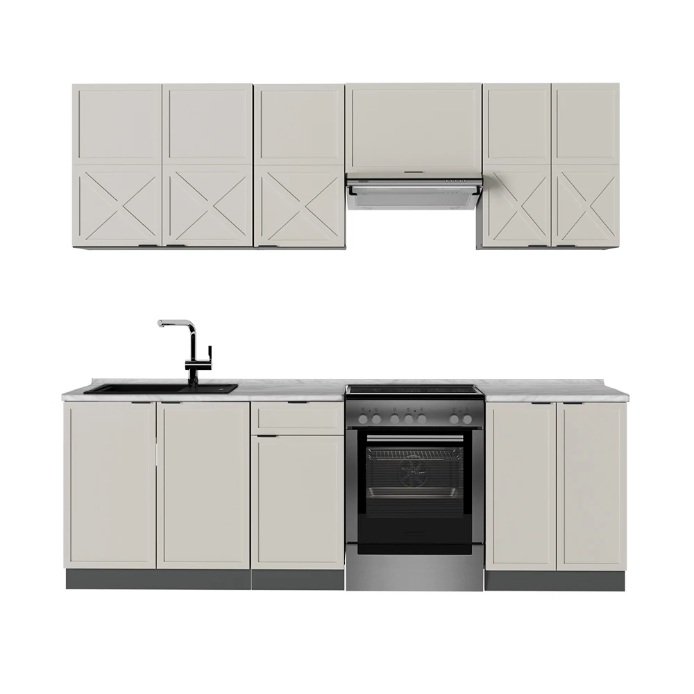 Vicco keittiökaappi "Fame-Line", harmaa-beige/antrasiitti, 240 cm ilman työtasoa