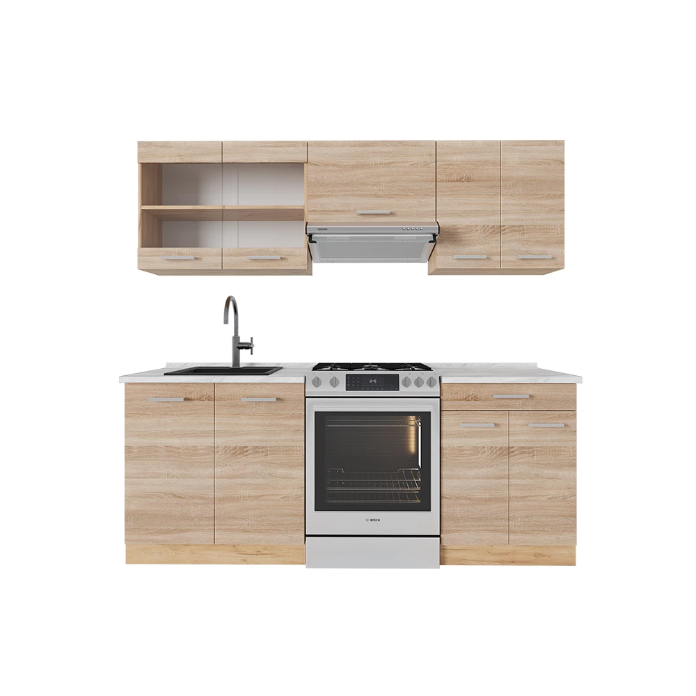 Vicco Konyhabútor Sonoma/Goldkraft tölgy 200 cm , MP Márvány, R-Line