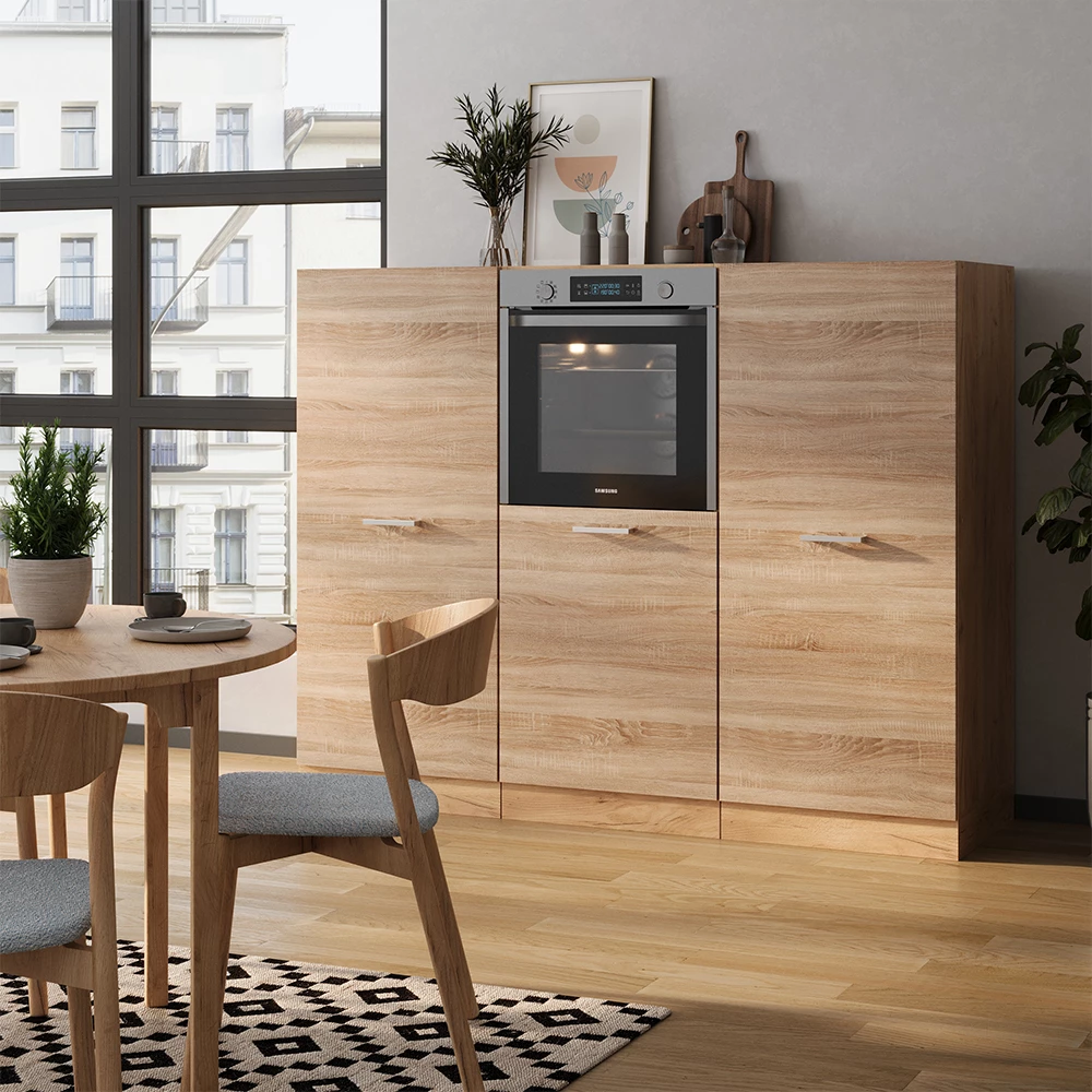 Vicco Cucine componibili piccole Rovere Sonoma/Goldkraft 180 cm senza piano di lavoro, R-Line