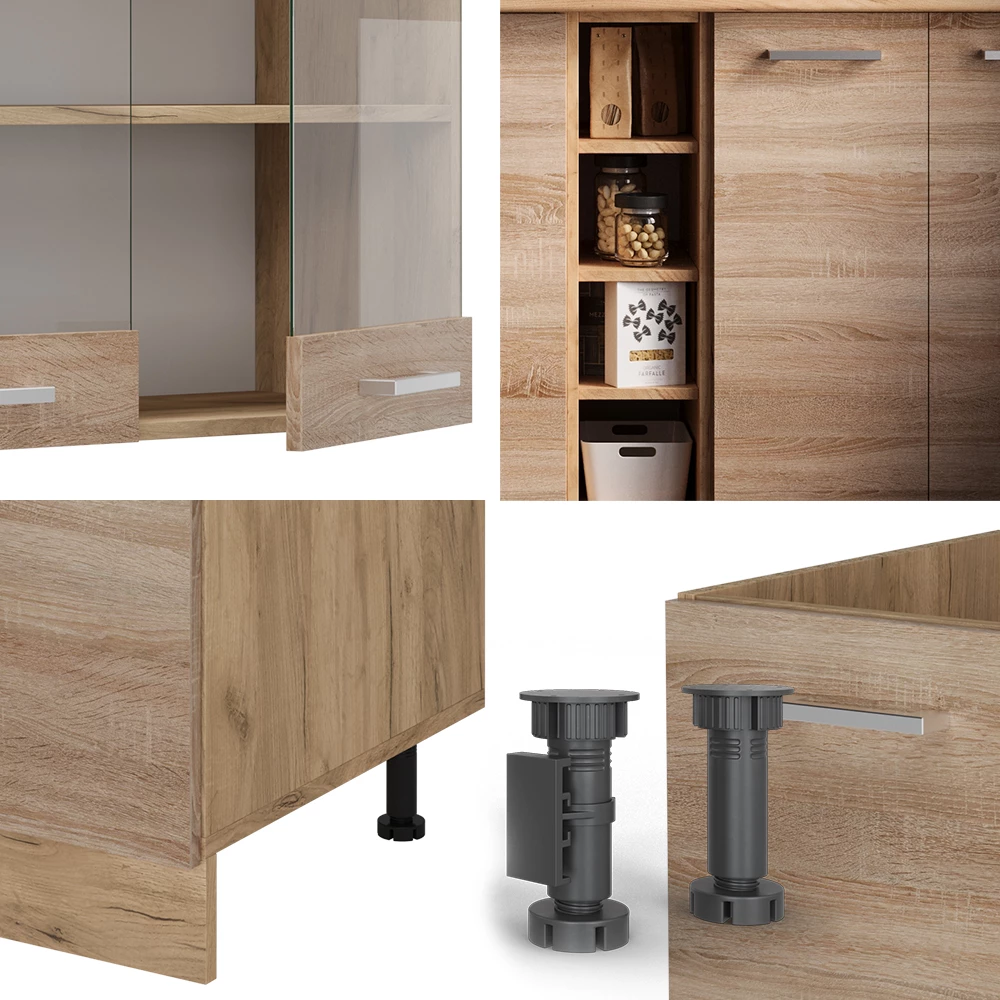 Close-up of Eenpersoonskeuken in Sonoma/Goudkraft eik, showing texture/details
